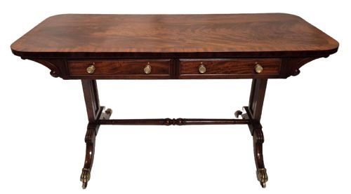 regency mahogany and cross banded writing table - CATEGORY: ANTIQUE TABLES - DATED REGENCY