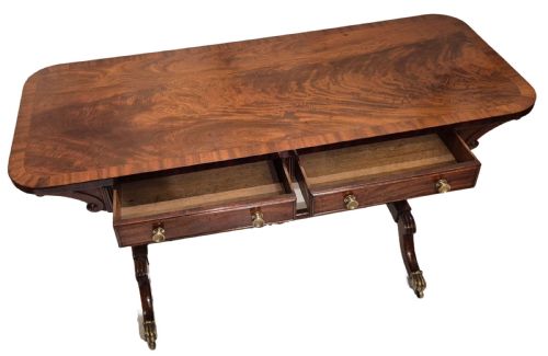 REGENCY MAHOGANY AND CROSS BANDED WRITING TABLE - ADDITIONAL PHOTO 1
