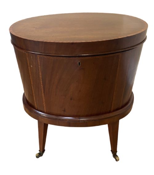 SHERATON MAHOGANY OVAL CELLARETTE