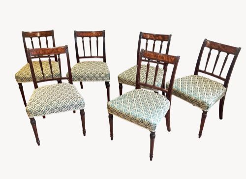 Set of 6 Sheraton Mahogany Dining Chairs