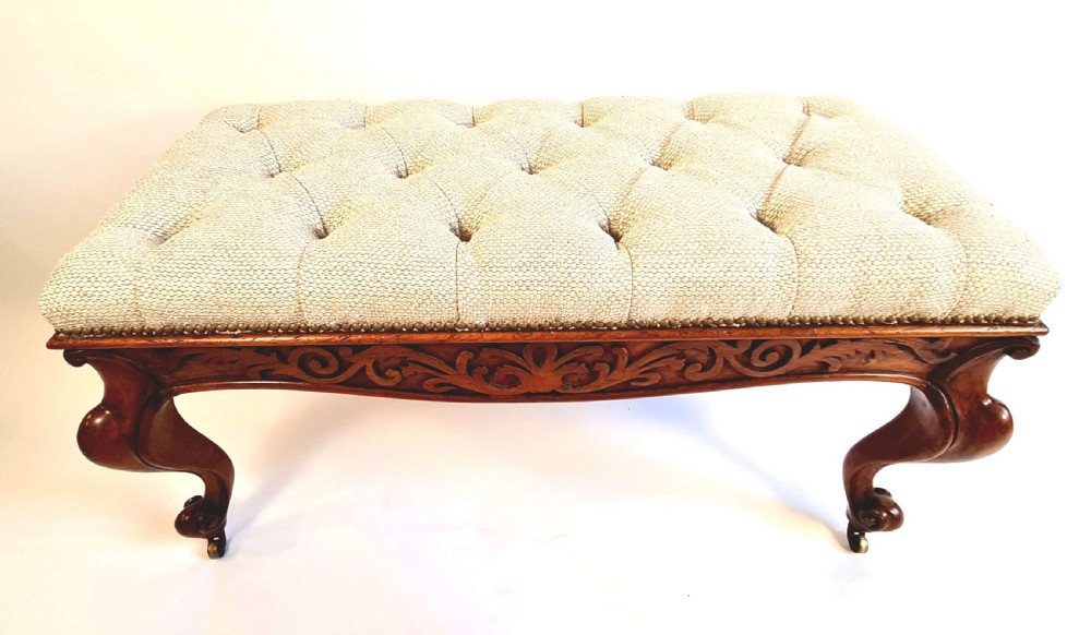 19th Century Carved Walnut Stool