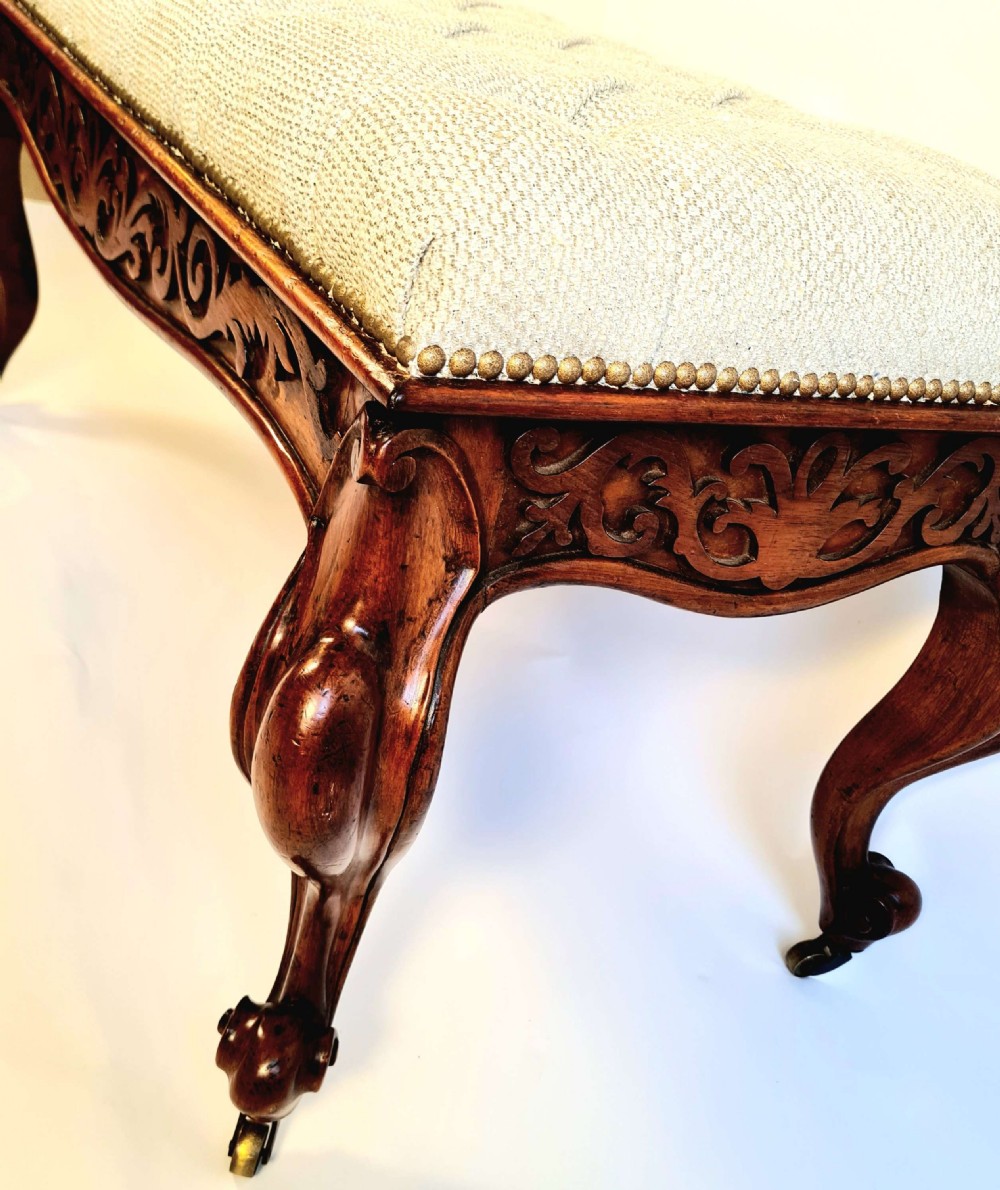 19th Century Carved Walnut Stool View III