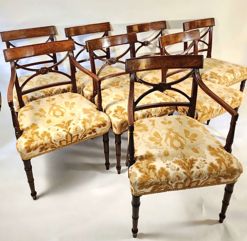 Set of 8 Sheraton Mahogany Dining Chairs
