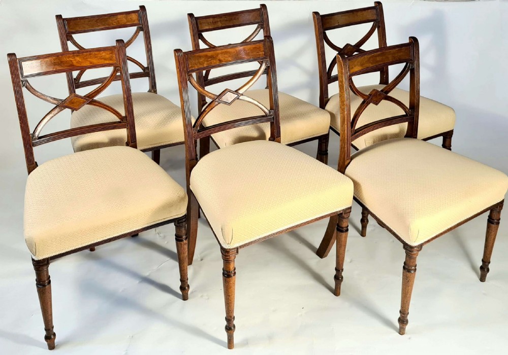 Set of 6 Sheraton Mahogany Dining Chairs