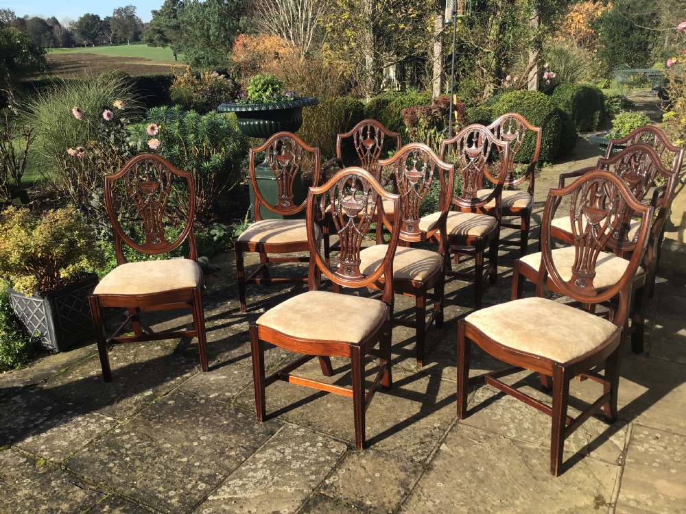 Set of 10 Hepplewhite Style Dining Chairs