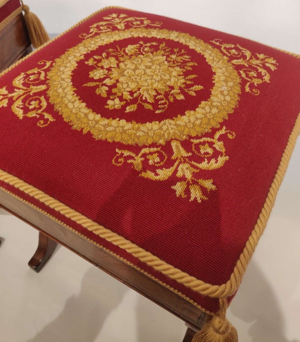 A Very Rare Pair of Regency Satin Birch & Shell Inlaid Stools View V