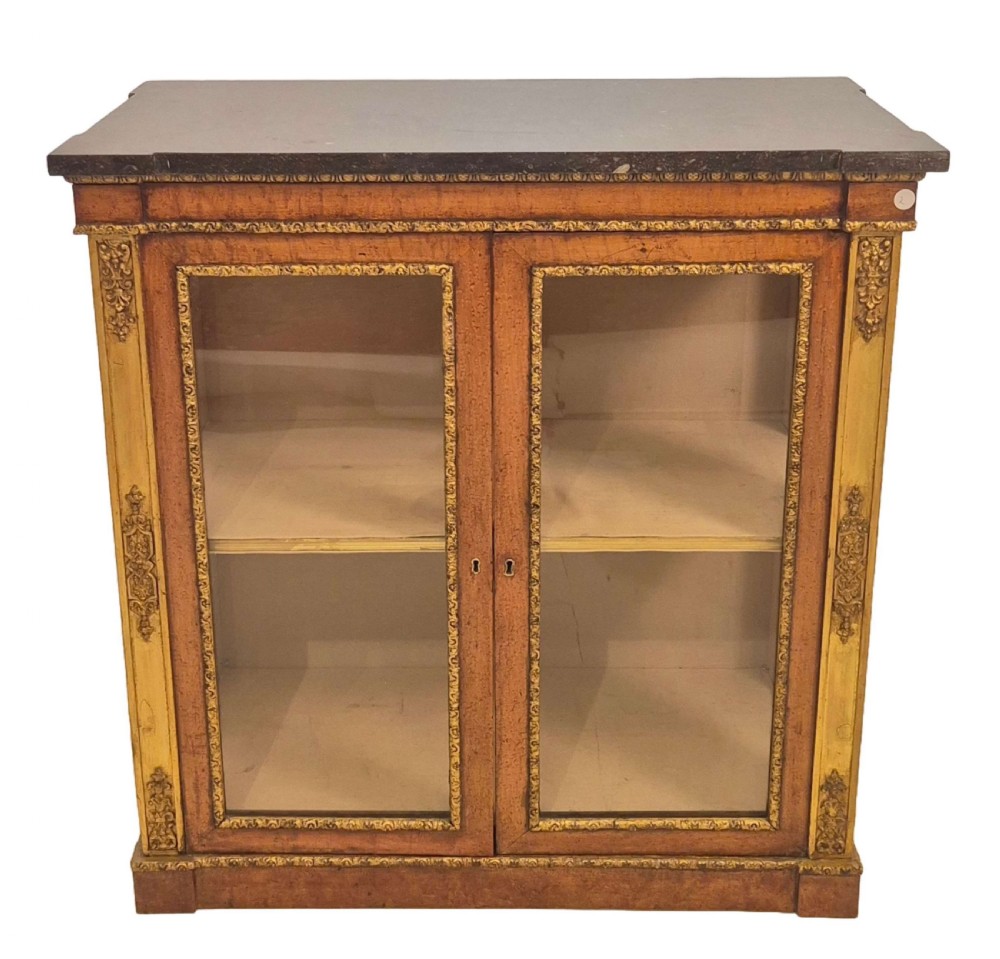 William IV Birds Eye Maple and Parcel Gilt Cabinet