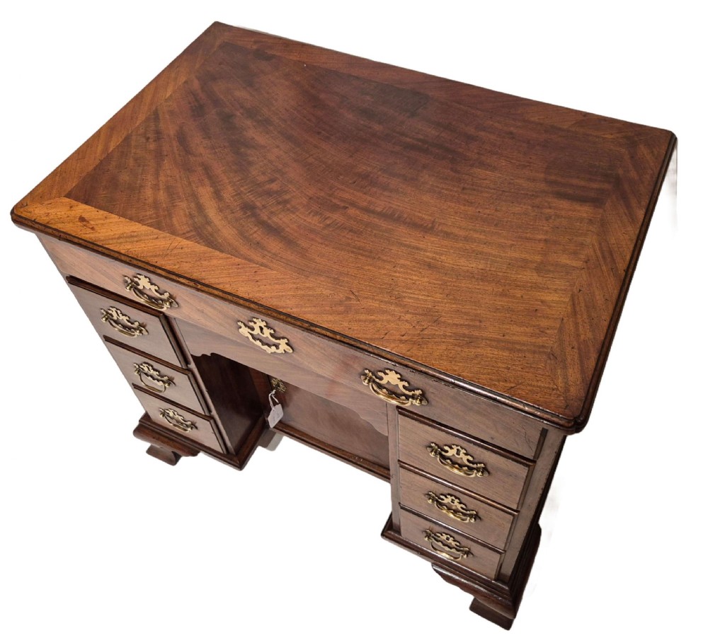 George II Mahogany and Cross Banded Kneehole Desk View III