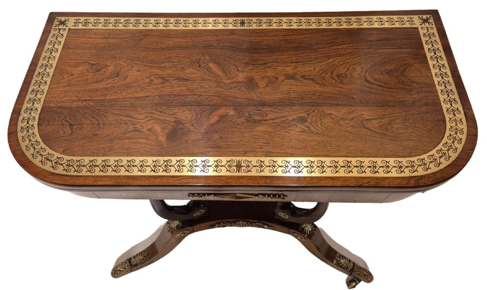 Regency Rosewood Fold over Top Card Table View II