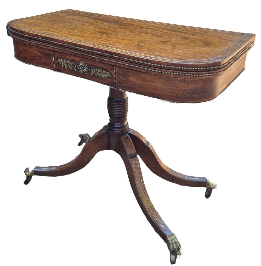 Regency Brass Inlaid Card Table