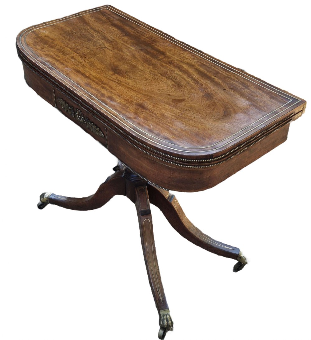 Regency Brass Inlaid Card Table View III