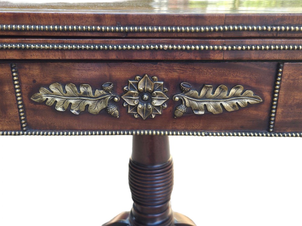 Regency Brass Inlaid Card Table View IV