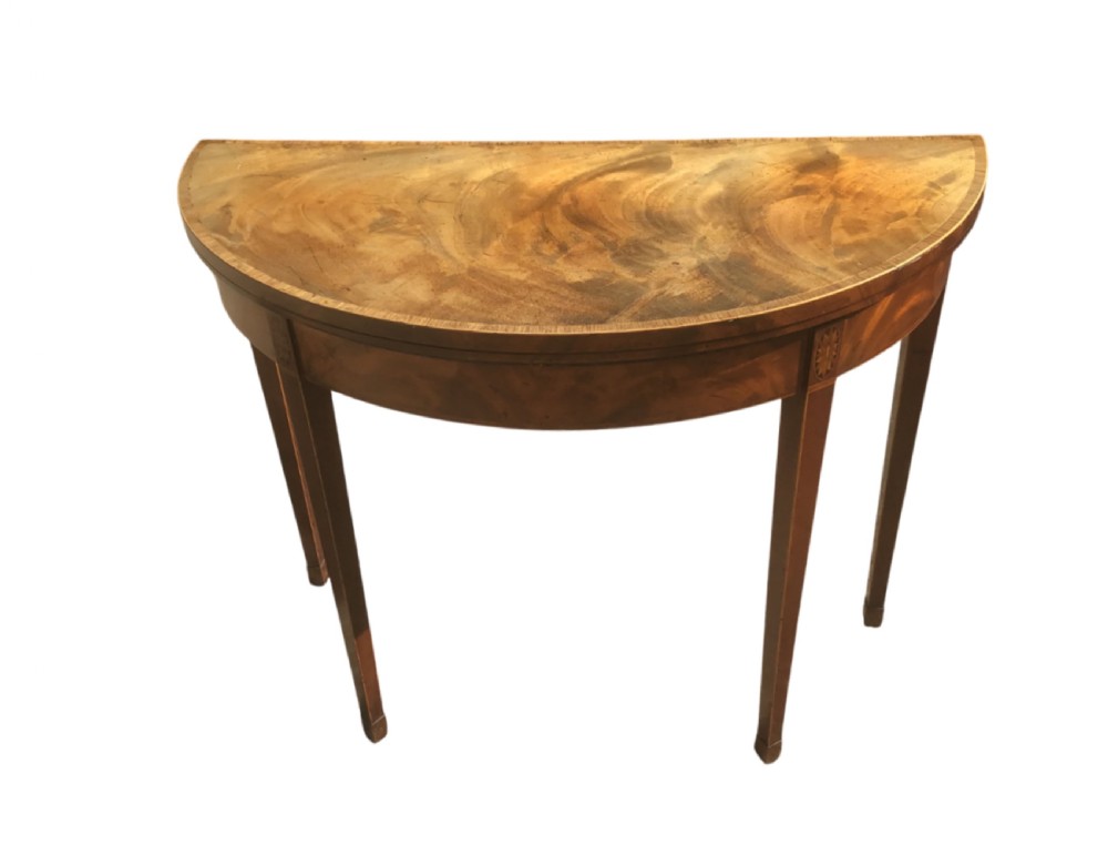 Sheraton Mahogany Demi Luune Card Table View III