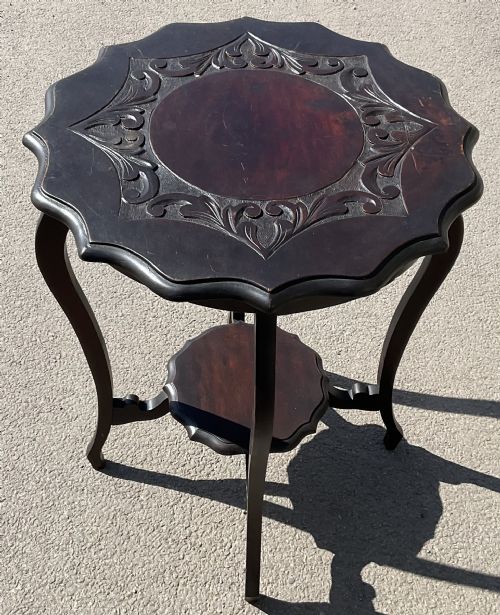 Edwardian Mahogany Shaped Carved Top Occasional Table 