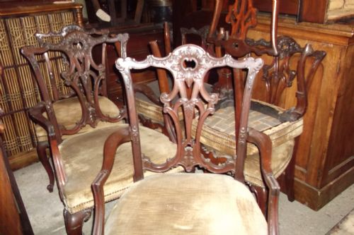 Set of 10 Carved Mahogany Chairs