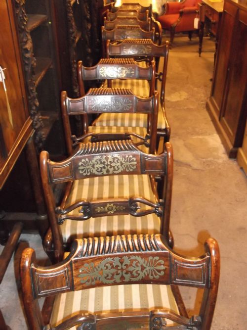 Set of Brass Inlaid Chairs