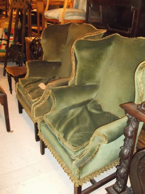 Pair of Uphostered Wing Back Chairs