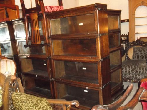 Set of 3 Oak 4 Tier Globe Wernicke Bookcases