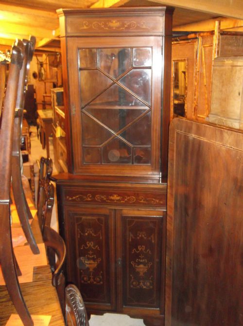 Edwardian Inlaid Mahogany Corner Cabinet
