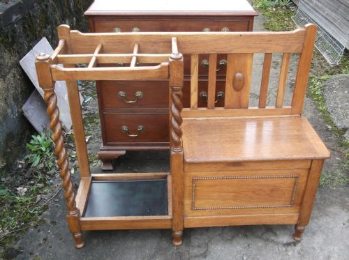 Oak Hall Seat and Umbrella Stand