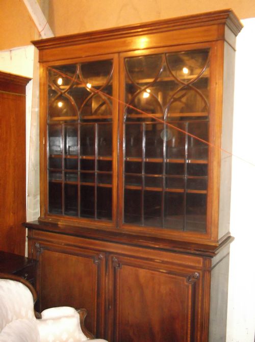Edwardian Inlaid Mahogany Library Boocase