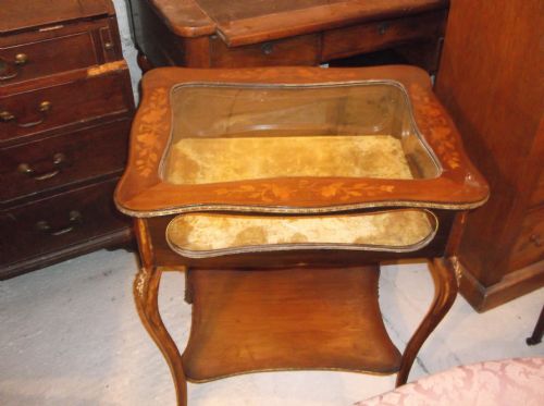 Edwardian Inlaid Display Cabinet Table