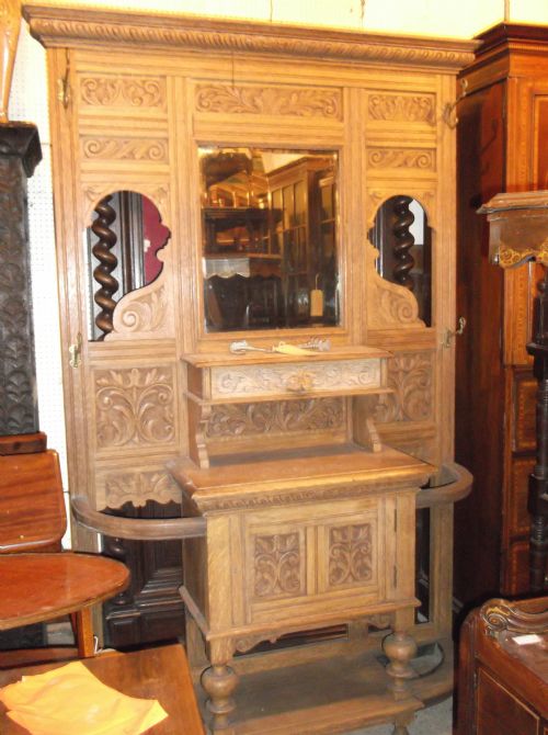 Victorian Carved Oak Hall Stand