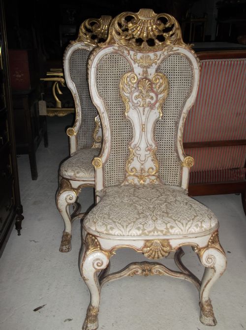 Set of 6 Painted and Gilt Decorated Chairs