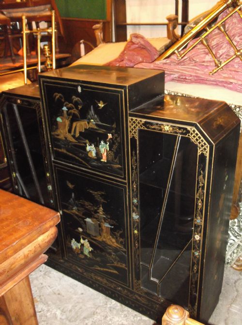 Lacquered Bureau Bookcase Cabinet