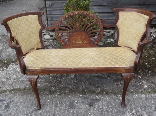 Edwardian Inlaid Mahogany Window Seat/settee