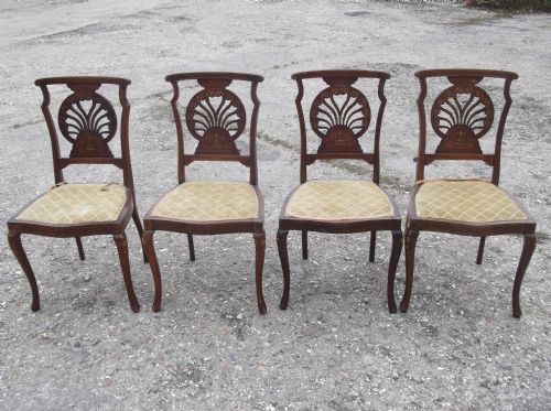 Set of 4 Inlaid Fan Back Chairs