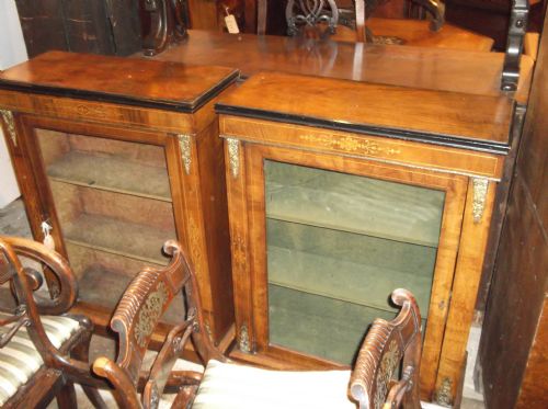 Matched Pair of Inlaid Victorian Cabinets