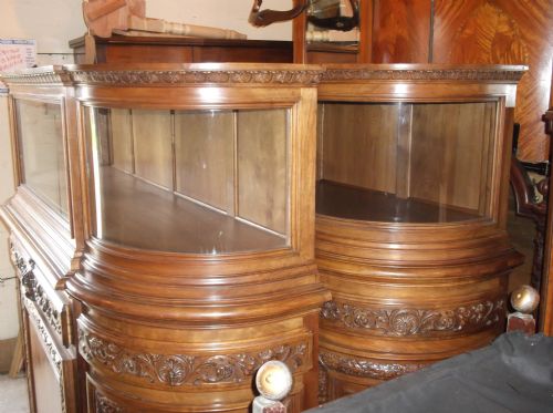 Pair of Carved Walnut Side Cabinets