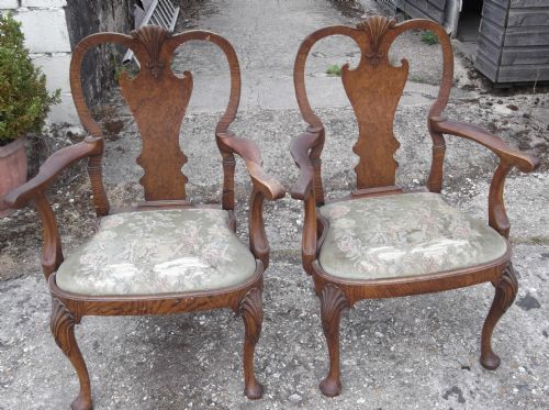 Pair of Queen Anne Style Armchairs