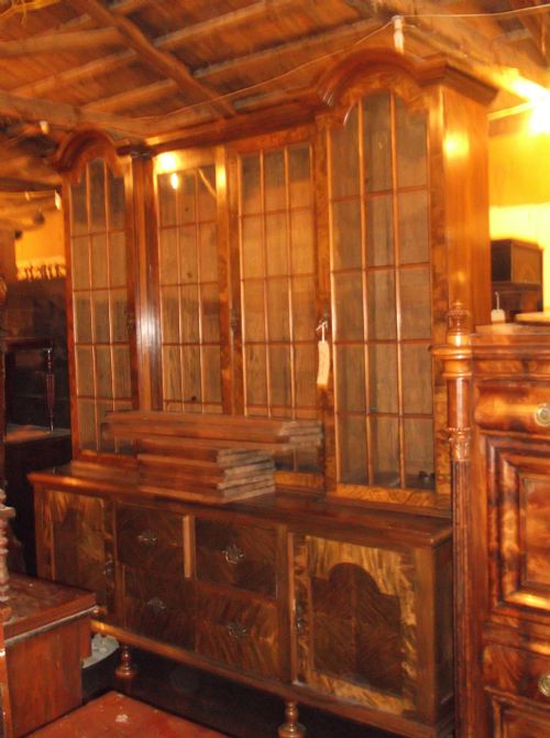 Large Walnut Bookcase Cabinet