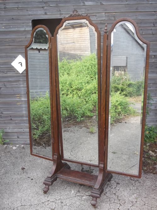 Walnut Triple Frame Cheval Mirror