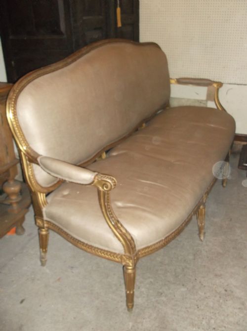 Large Late 19th Century Giltwood Settee
