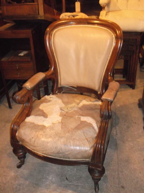 19th Century Spoon Back Library Armchair