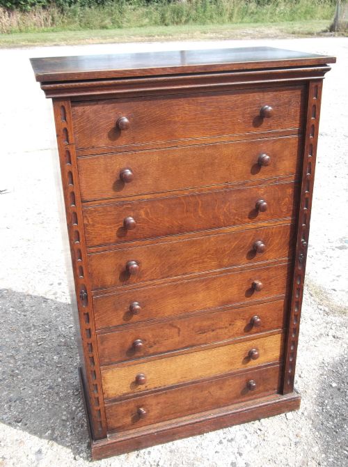 19th Century Oak 8 Drawer Wellington Chest