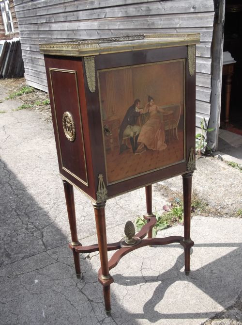 French Mahogany Marble Top Cabinet