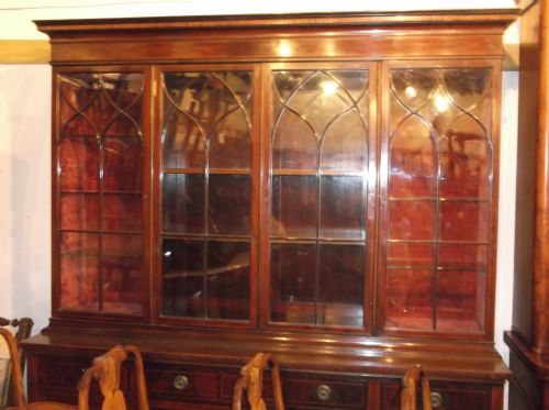Edwardian Inlaid Mahogany Bookcase Cabinet