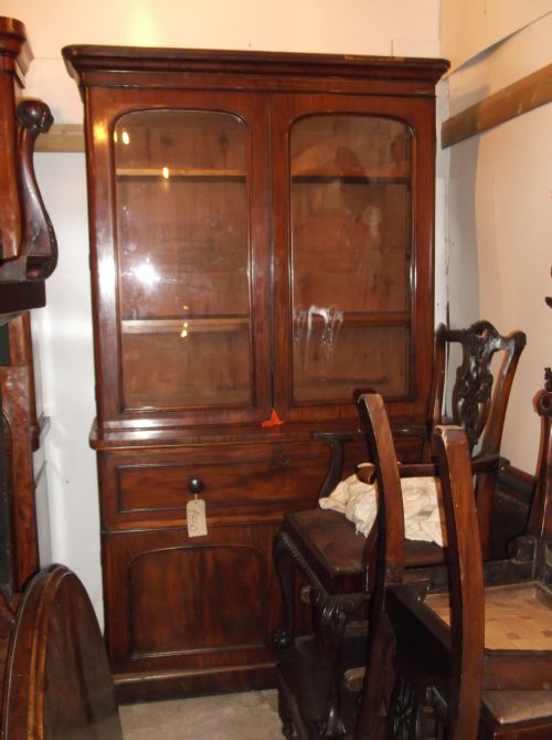 19th Century Mahogany Secretaire Bookcase Cabinet