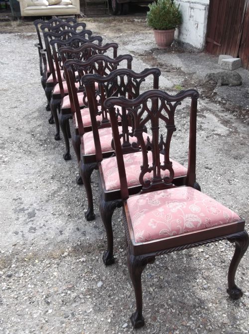 Set of 8 Carved Mahogany Dining Chairs