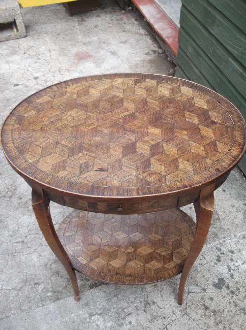 Late 19th Century Parquetry 2-Tier Side Table