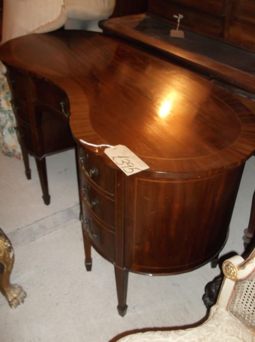 Inlaid Mahogany Kidney Shaped Writing Desk