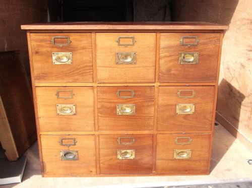 Edwardian Mahogany 9 Drawer Filing Cabinet