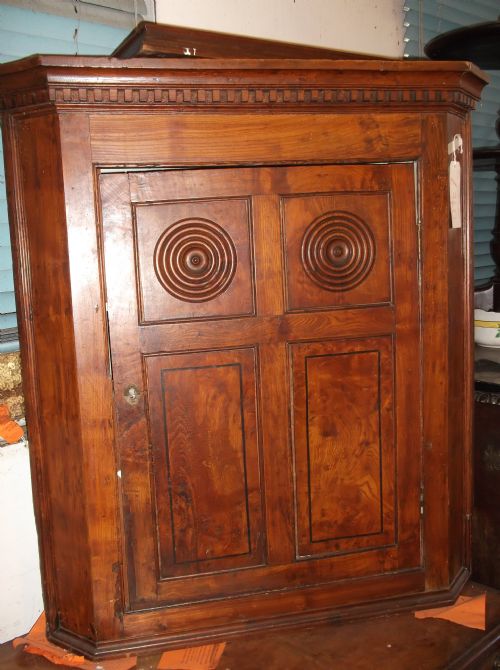Early 19th Century Elm Corner Cupboard