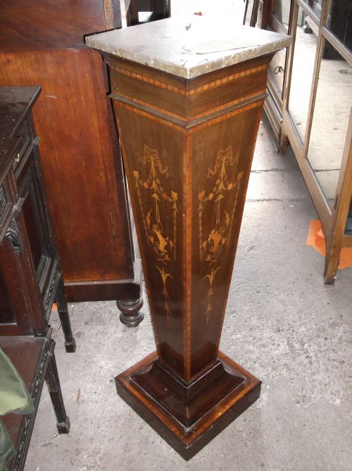 Edwardian Inlaid Mahogany Freestanding Pedestal