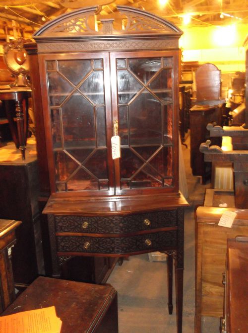 Edwardian Mahogany Display Cabinet on Stand