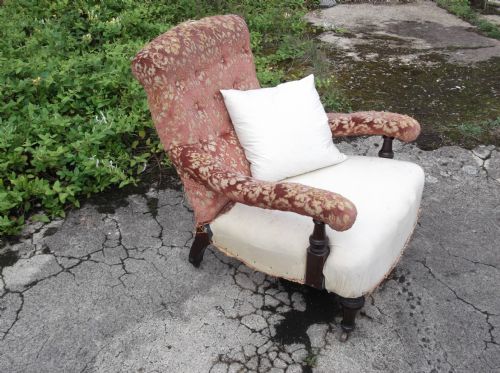 Late Victorian Upholstered Low Seat Amchair